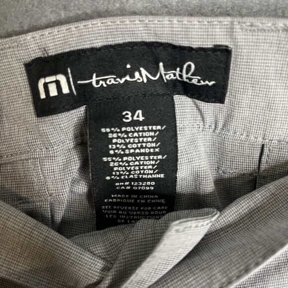 Travis Mathew Shorts Men's 34 Gray microstripe Golf Flat Front Slash Pocket 10” - Picture 5 of 10